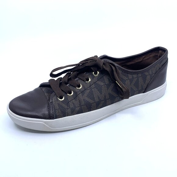 Michael Kors Womens Logo City Sneakers Shoes Brown Size 9.5M 001109 Lace Up - Picture 7 of 15